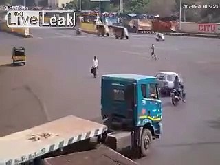 CAR HITS PEOPLE ON BIKE
