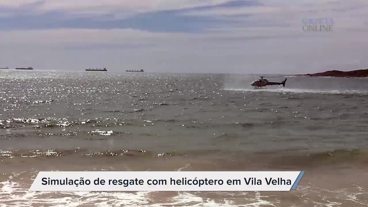 Simulação de resgate com helicóptero em Vila Velha