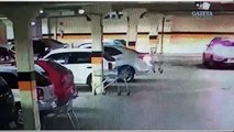Câmeras de segurança registram roubo de veículo em estacionamento