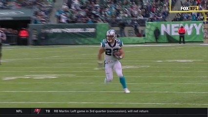 McCaffrey powers downfield for 26 yards to goal line