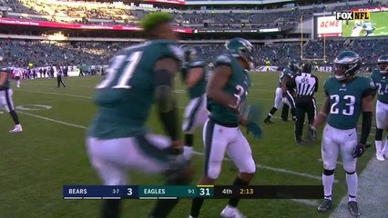 Eagles secondary does electric slide after near INT