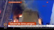 Taksim'de metruk binada yangın