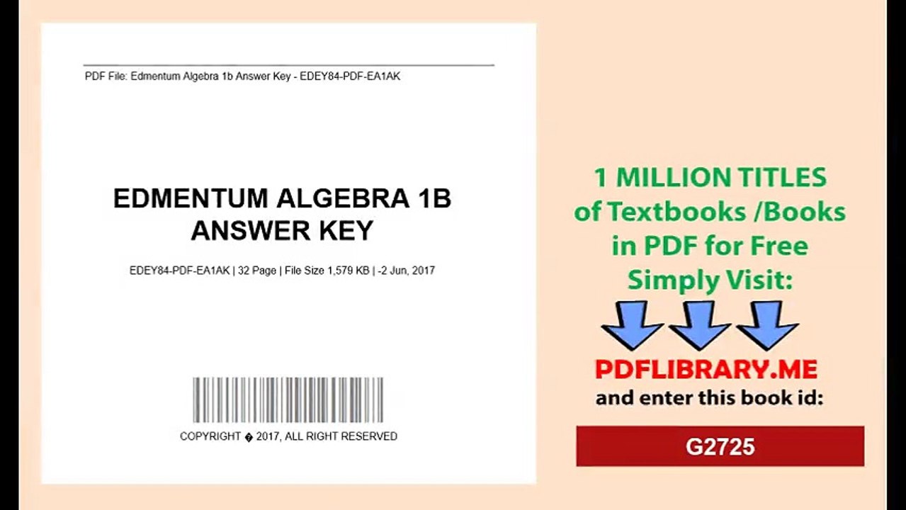Edmentum Algebra 1b Answer Key