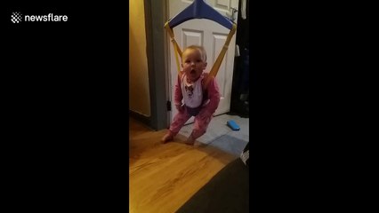 Baby spins in bouncer