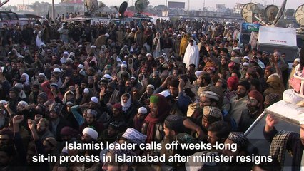 Pakistan protests called off after minister resigns