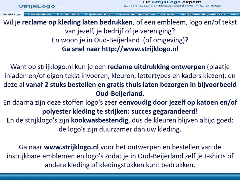 Reclame kleding bedrukken Oud-Beijerland