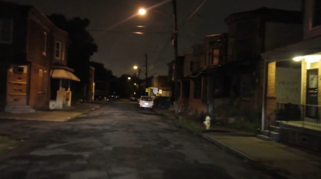 CAMDEN NEW JERSEY HOOD AT NIGHT...CREEPY