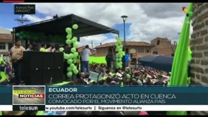 Ex presidente de Ecuador es recibido por simpatizantes en Cuenca