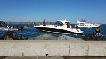 Boat Crashes into Rocks & Police Boat