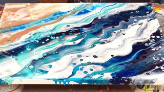 Acrylic Pour Painting: Ocean Theme With Cells Using The Simple Swipe Technique