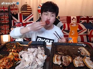 BJ꽃돼지 대패삼겹살+통삼겹살+파김치+배추김치 먹방