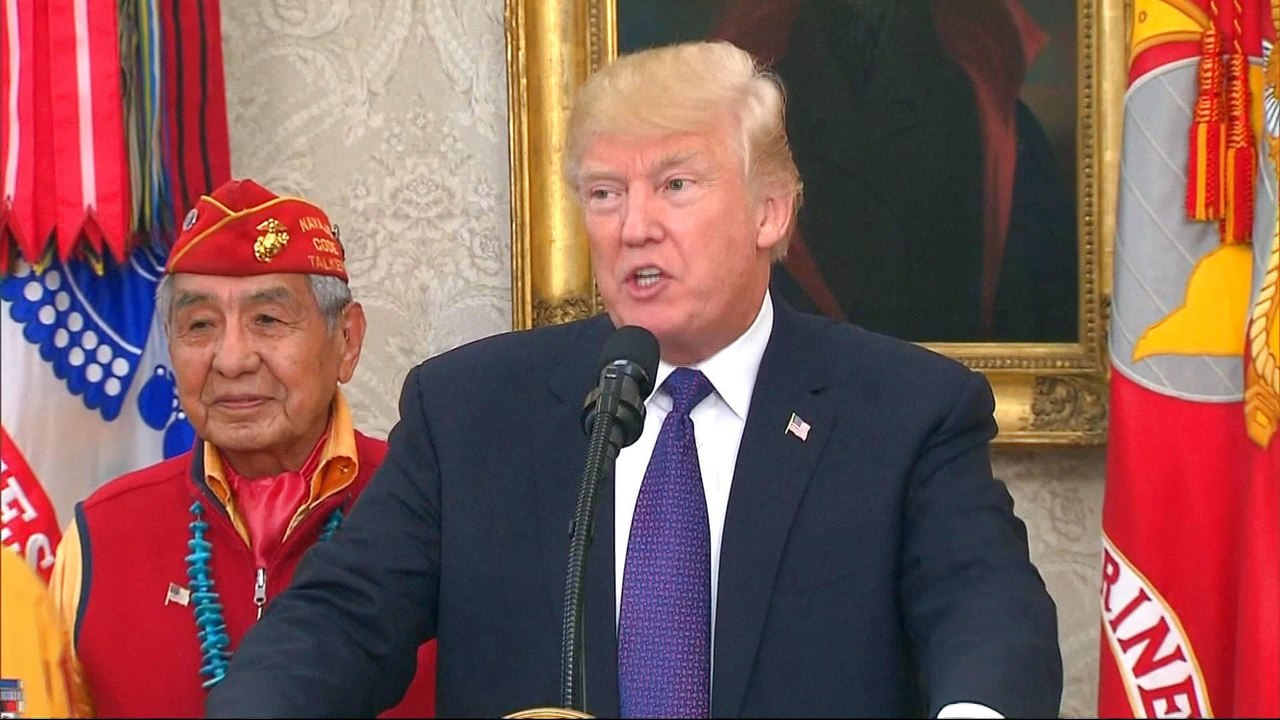 Trump uses 'Pocahontas' slur at Native American veterans' event