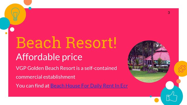 Beach House For Daily Rent In Ecr - VGP GOLDEN BEACH RESORT