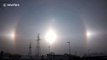 Natural phenomenon makes three suns appear in the sky above China