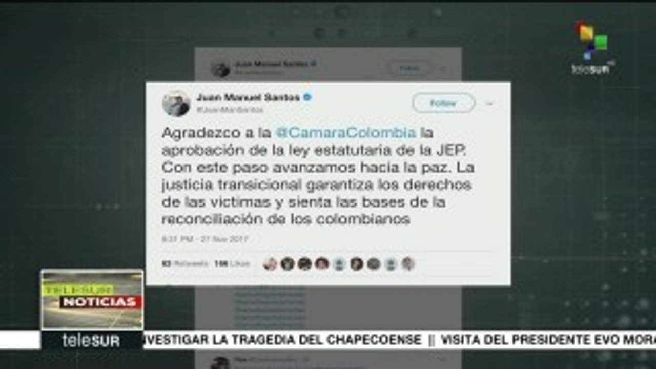 Santos agradece a la Cámara aprobación de ley estatutaria de la JEP