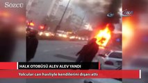 Çanakkale'de halk otobüsü alev alev yandı