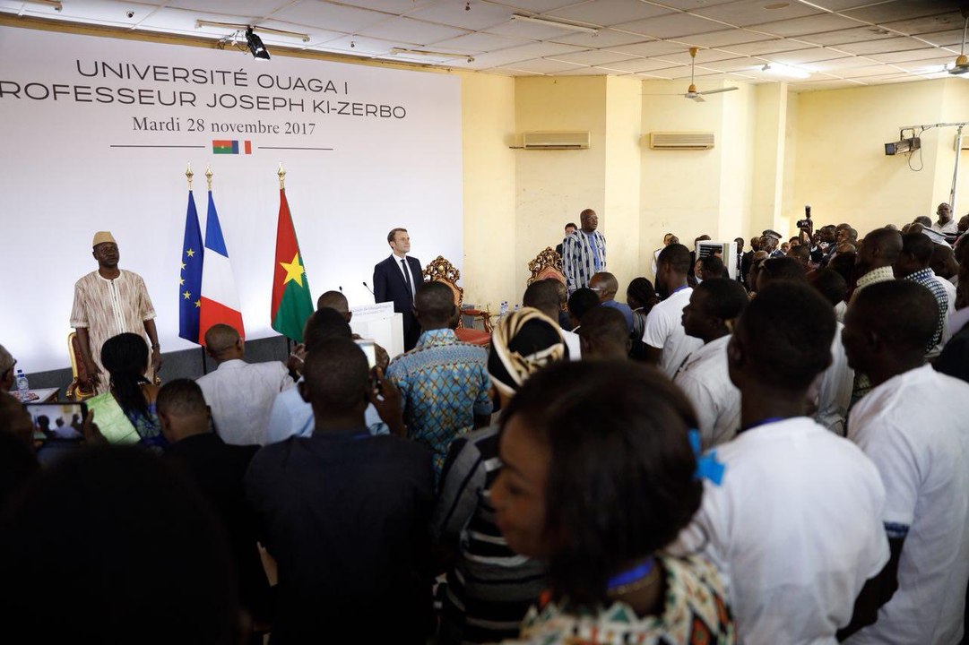 Discours du Président de la République, Emmanuel Macron, à L'université Ouaga I, Professeur Joseph Ki-Zerbo, à Ouagadougou
