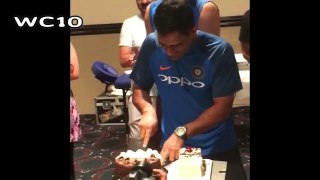 M s Dhoni celebrating birthday With Team India