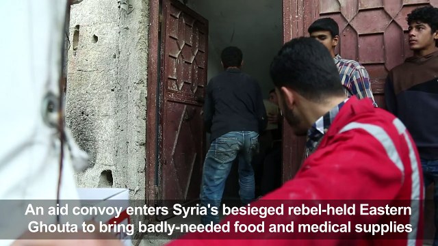 Aid enters Syria's besieged Eastern Ghouta after strikes