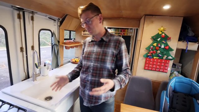 RV Tour of Full Time Family in Converted Shuttle Bus // American Field Trip