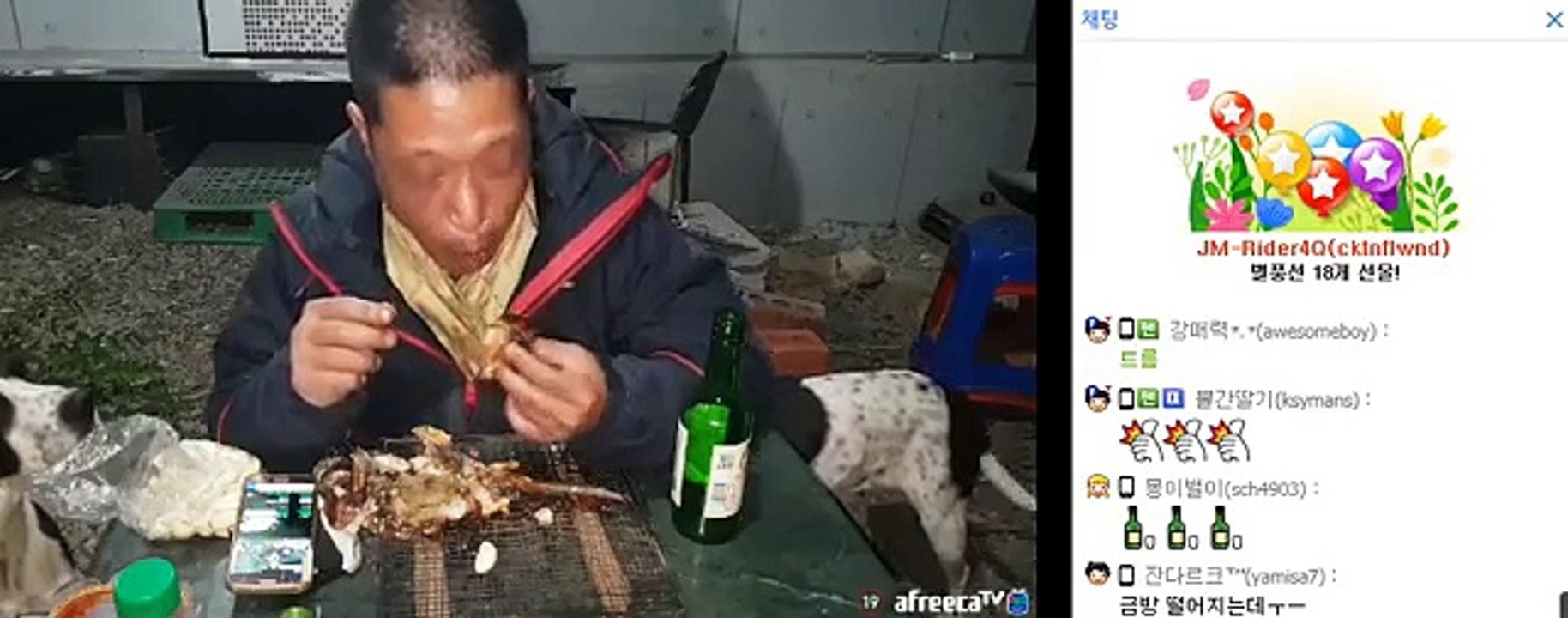 소주한병 원샷하기~! (아프리카tv 메기구이 안주 낚시 mukbang)