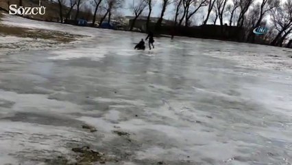 Tarla buz pistine döndü