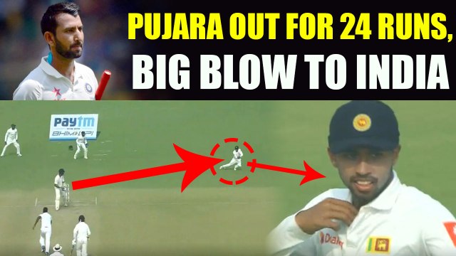 India vs SL 3rd test 1st day : Cheteshwar Pujara dismissed for 23 runs | Oneindia News