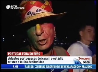 Adepto chora eliminação de Portugal no Euro e diz que uma toalha oferecida por Beto é o seu troféu