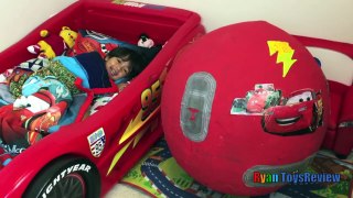 100+ cars toys GIANT EGG SURPRISE OPENING Disney Pixar Lightning McQueen kids video Ryan ToysReview