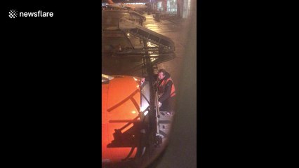 Engineer fixes EasyJet plane's engine with tape
