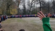 Le départ des benjamines au cross de l'UNSS 54