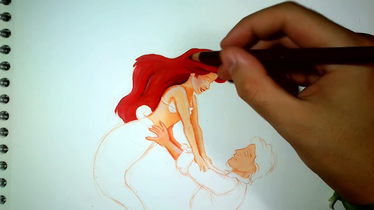 Ariel and Eric - Drawing - Dessin de la petite Sirène (The Little Mermaid)-XxKlk1r_Y5s