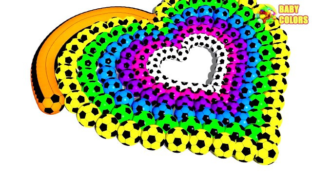♥ ⚽ Learn Colors with a lot of Soccer Balls and 3D Heart & Star for Kids Toddlers Babies-IZX6oU6Ubs8