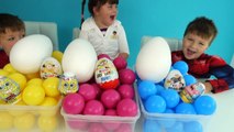 Balls Kids Eggs and Fun Family Funny Video for Kids with Kinder Suprise and SpongeBob Eggs-0jErPYublZ4