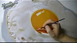 Fried Egg  Painting on canvas - How to Paint 3D Art