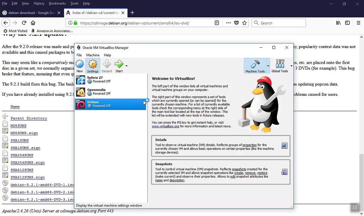 How to Install Debian 9.2.1 in Virtual Box