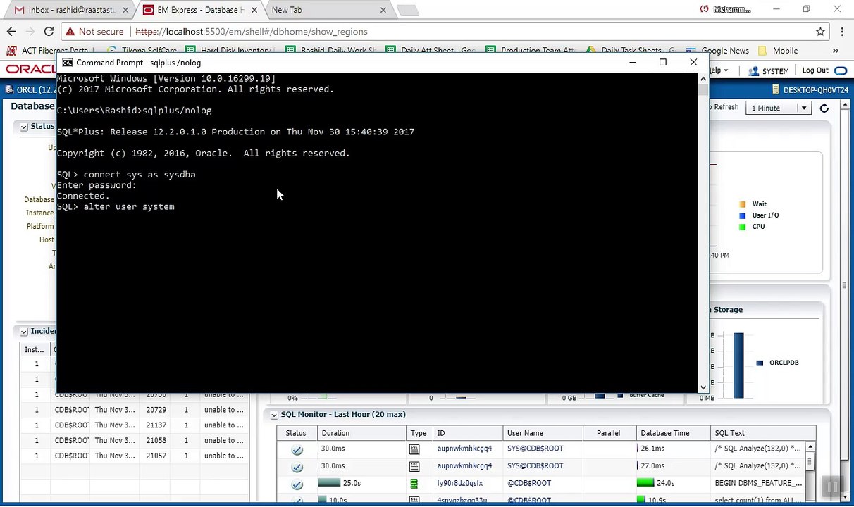 how to reset sys or system user account password in oracle 12c DB