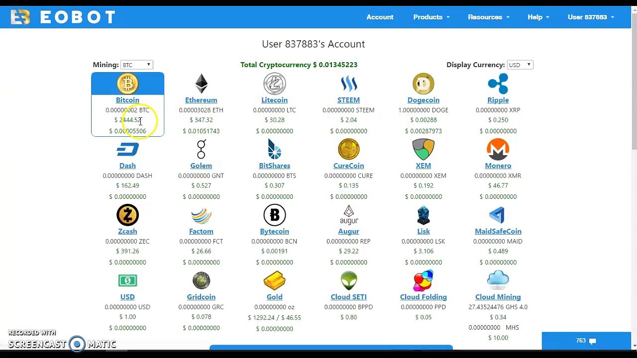 Eobot Cloud Mining Criptovalute!