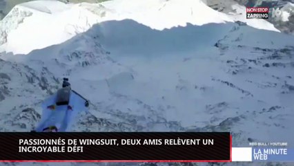 Deux amis passionnés de wingsuit relèvent un incroyable défi en plein ciel (vidéo)