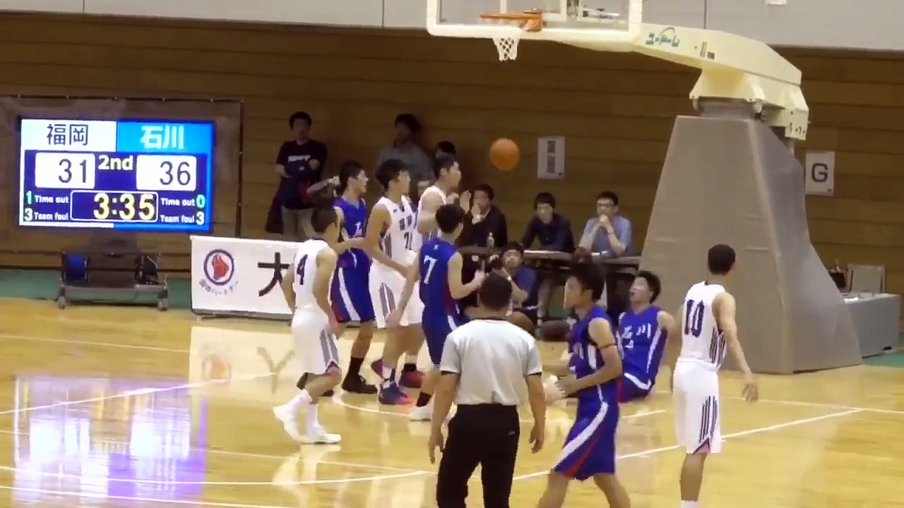 岩手国体 少年男子バスケットボール競技 準決勝 福岡（白） vs 石川（青）前半ハイライト