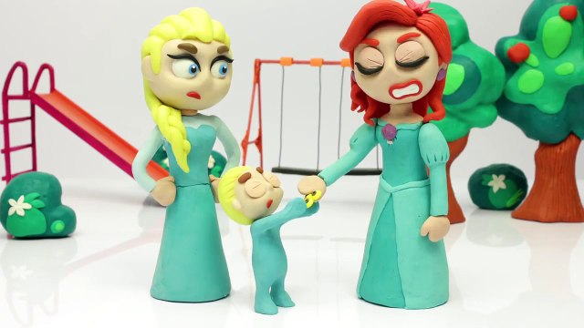 Princess Ariel Breaks the Spinner by Baby Elsa Frozen Play Doh Cartoon Stop Motion-gVtENK2I1uE
