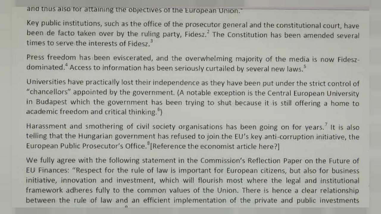 Hungary says critical open letter an "obvious political attack"