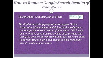 How to Remove Google Search Results of Your Name