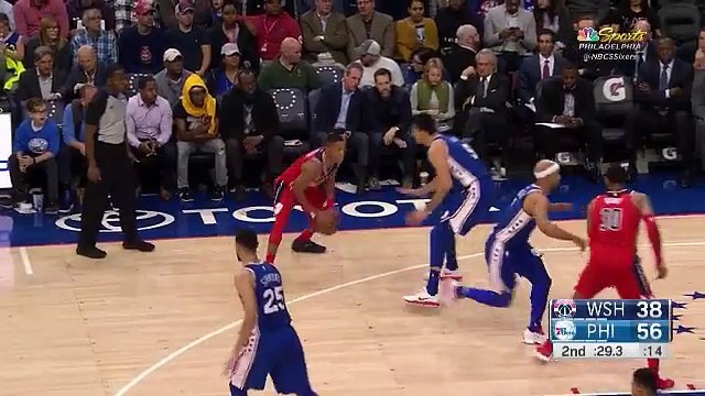 Joel Embiid with the huge block + dunk!
