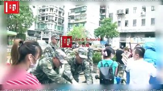 民防中心聯同中國人民解放軍駐澳門部隊進行災後清理工作