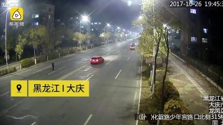 Man stands in the road for over 3 minutes to get killed by a car