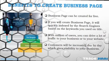 Create Business Page | Online Promotion | Tradejinni