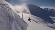 Snowboarder Leaps Off Ridge And Magically Lands On His Feet