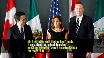 U.S. Joins Europe in Fighting China’s Future in W.T.O.