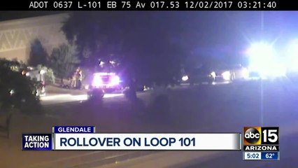 Driver hospitalized after rollover on Loop 101 in Glendale